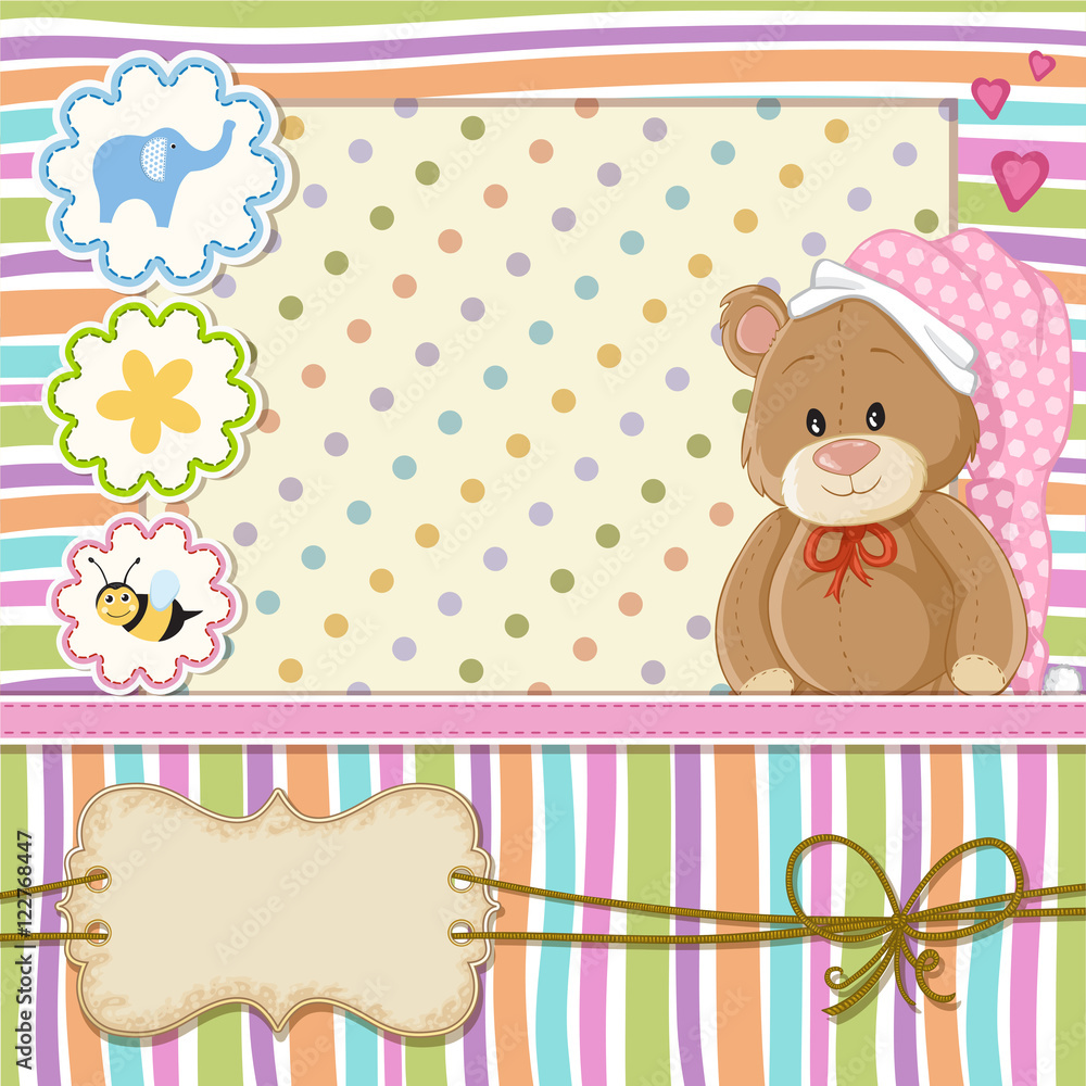 Teddy bear for baby girl . Baby shower invitation Teddy bear for baby girl . Baby shower invitation