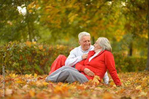 Senior couple in autumn park