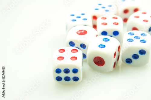 White Dice on Isolated Background