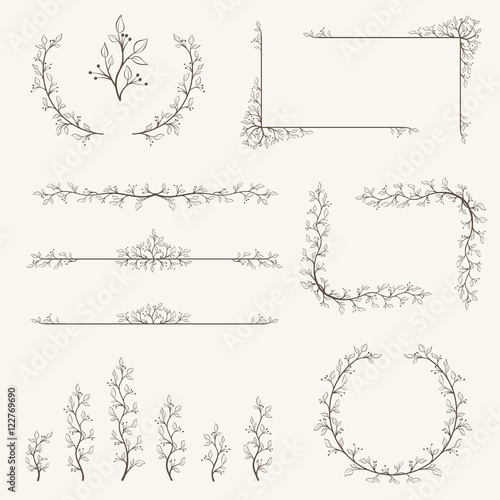 Vector set of decorative elements  border and page rules frame