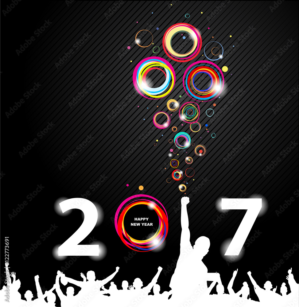 New year 2017. Abstract poster