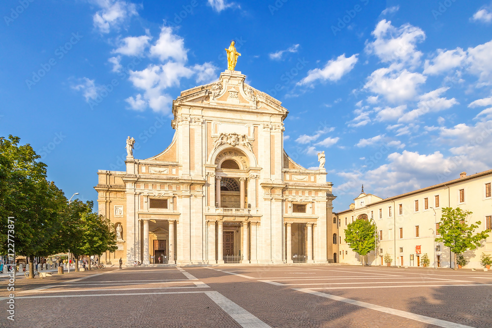 Assisi, Italy. The facade of the church of Santa Maria degli Angeli
