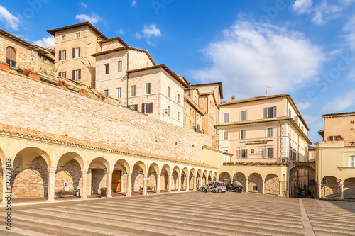 Assisi, Italy. Urban landscape with a portico (XV cent.)