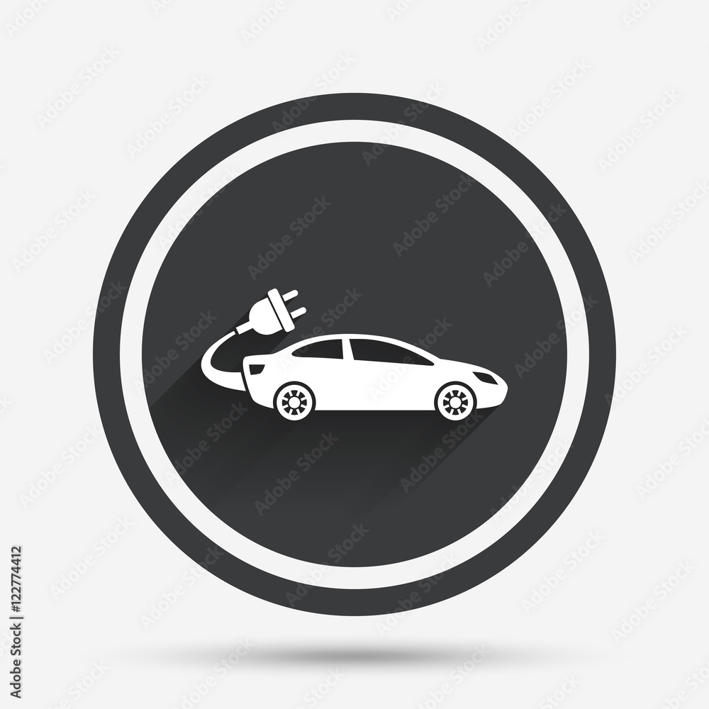 Electric car sign icon. Sedan saloon symbol.
