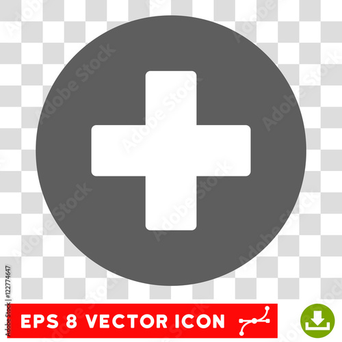 Plus round icon. Vector EPS illustration style is flat iconic bicolor symbol, white and silver colors, transparent background.