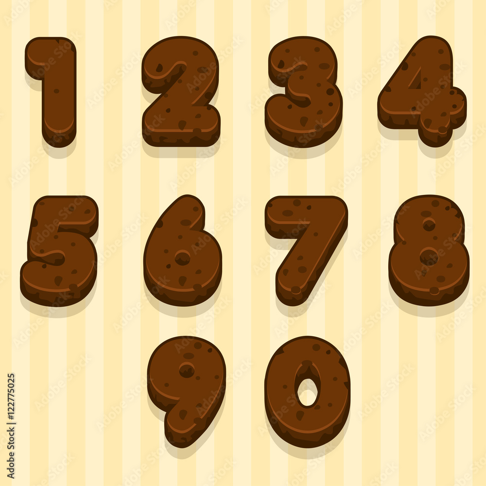 Cartoon Chocolate cookie font, biskvit figures, vector food in vector Cartoon Chocolate cookie font, biskvit figures, vector food in vector