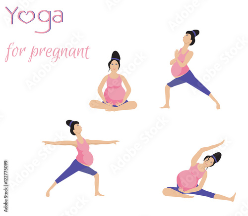 Set of yoga poses for pregnant women made in vector.