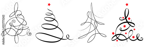 Abstrakte Weihnachtsbäume, Kalligrafie - Set