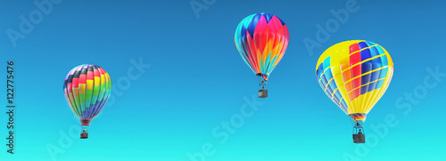 The hot air balloons in blue sky.