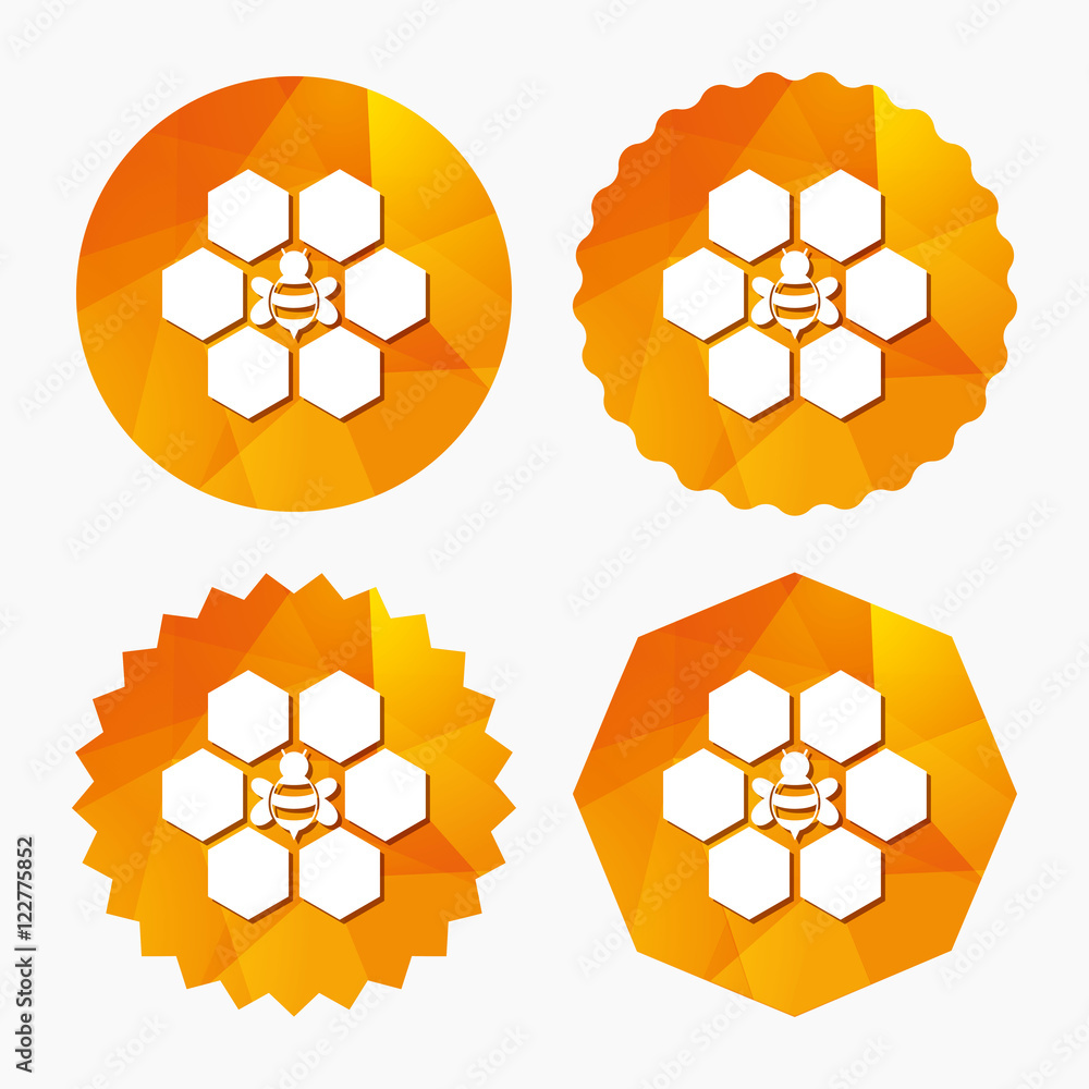 Honeycomb sign icon. Honey cells symbol. Honeycomb sign icon. Honey cells symbol.