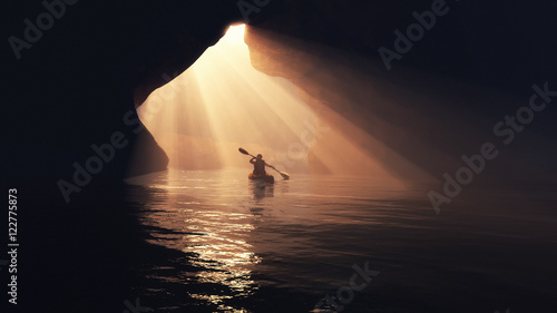 Boat in cave. photo