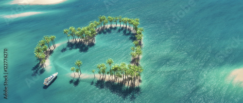 Heart-shaped tropical island © Orlando Florin Rosu
