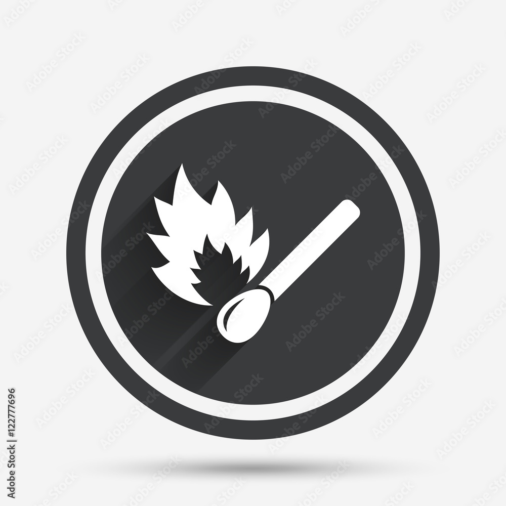 Match stick burns icon. Burning matchstick sign. Match stick burns icon. Burning matchstick sign.