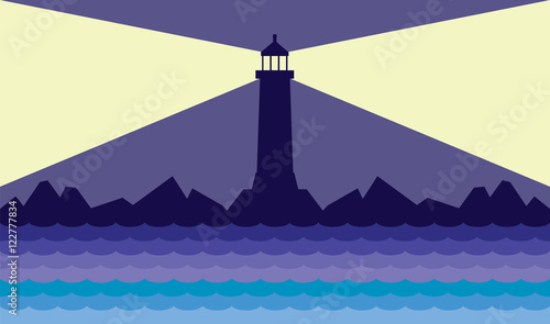 Lighthouse on the coast is beaming it's warning signal