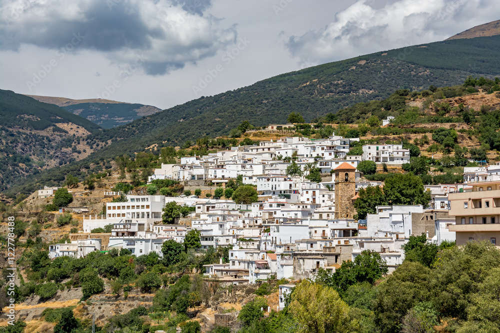 View of Bayárcal, the highest located town in Sierra Nevada with picturesque mountains, Almería region, Spain