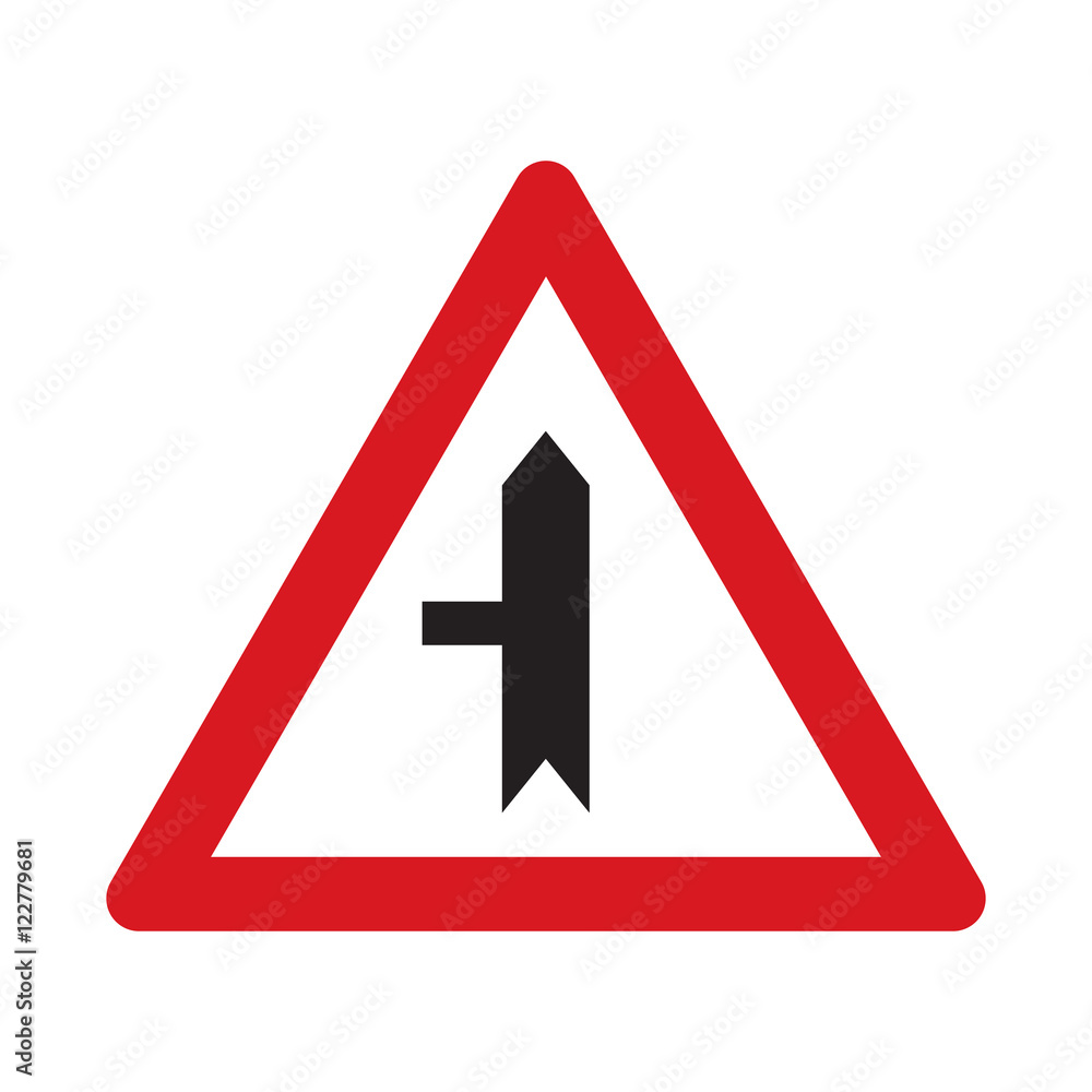 Traffic sign junction with a minor side road. Vector illustration. Traffic sign junction with a minor side road. Vector illustration.