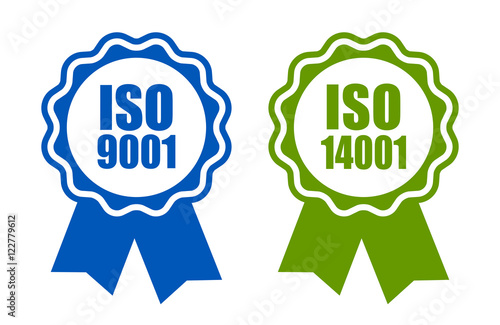 Iso 9001 and 14001 standard certified icons