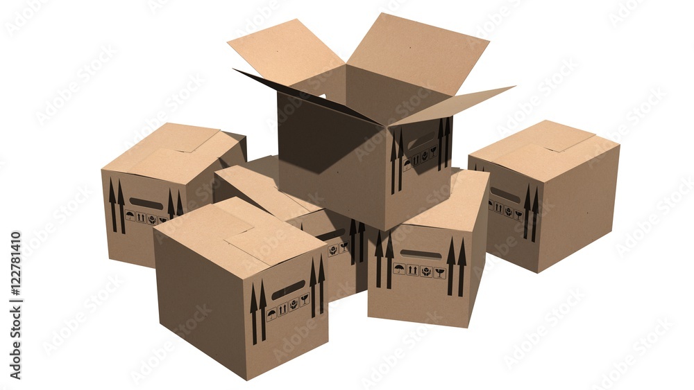 Fototapeta premium cardboard boxes moving boxes - isolated on white