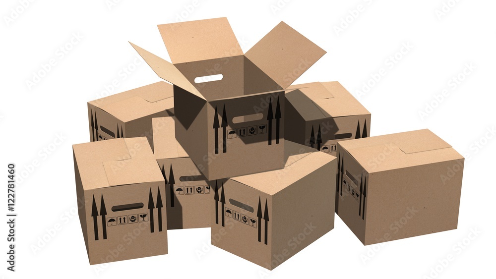 cardboard boxes moving boxes - isolated on white cardboard boxes moving boxes - isolated on white