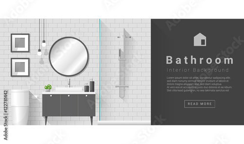 Interior design Modern bathroom background , vector, illustration