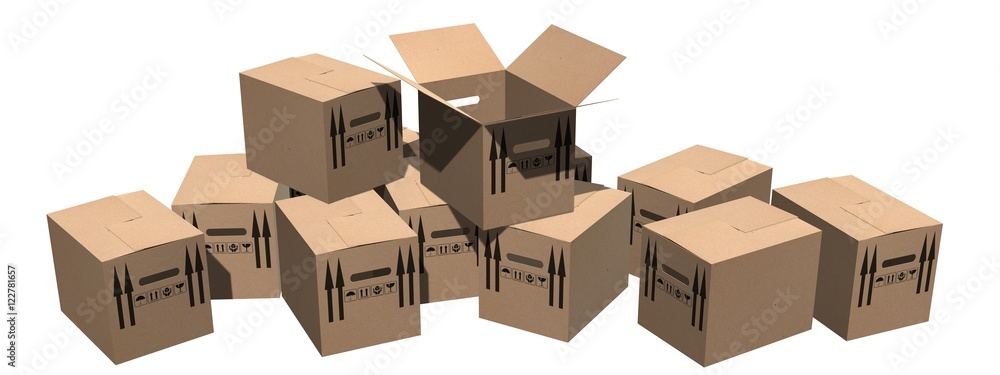 cardboard boxes moving boxes - isolated on white cardboard boxes moving boxes - isolated on white