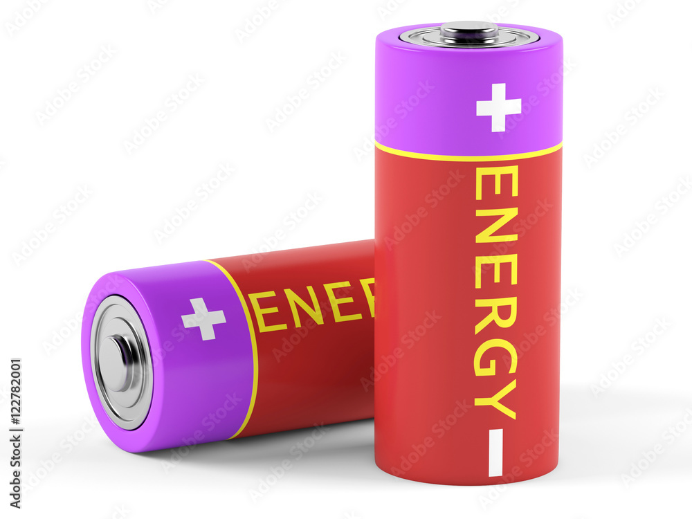 AA size batteries on white background. 3D rendering AA size batteries on white background. 3D rendering