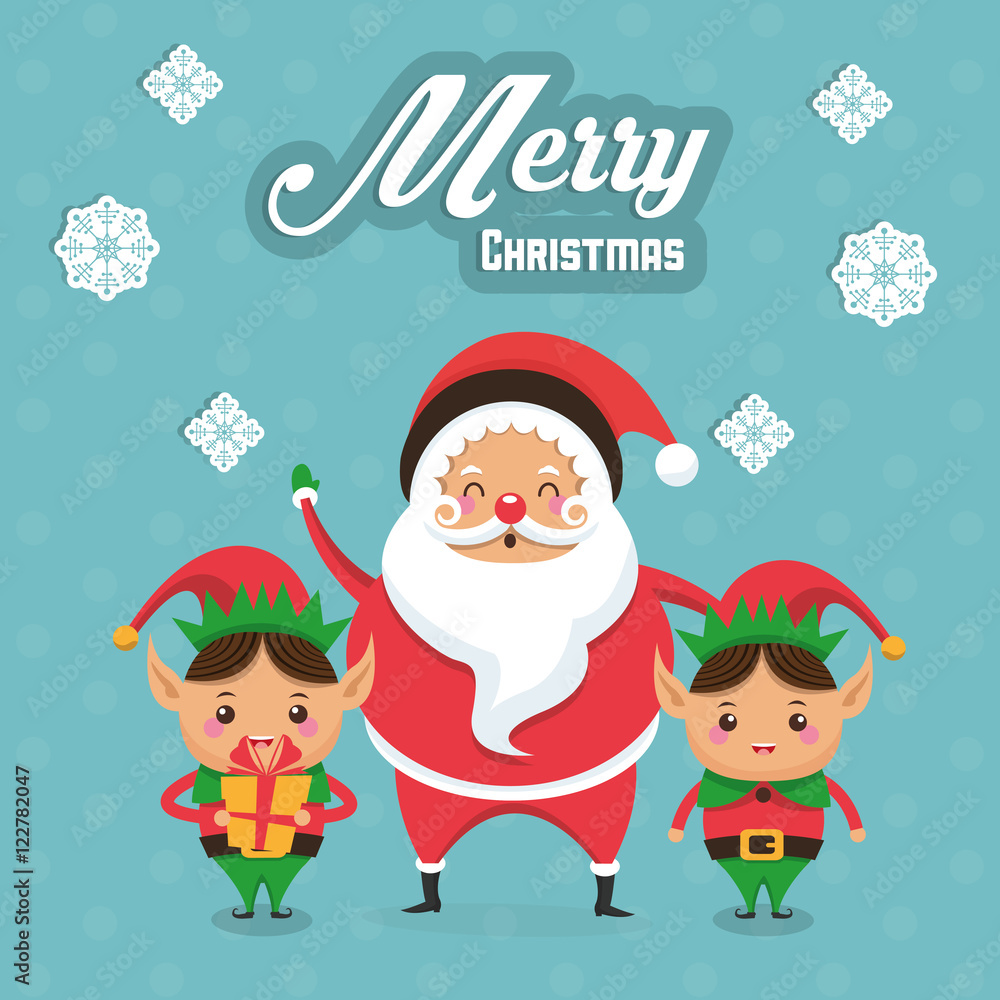 Elf and santa cartoon icon. Merry Christmas season celebration and decoration theme. Colorful design. Vector illustration Elf and santa cartoon icon. Merry Christmas season celebration and decoration theme. Colorful design. Vector illustration