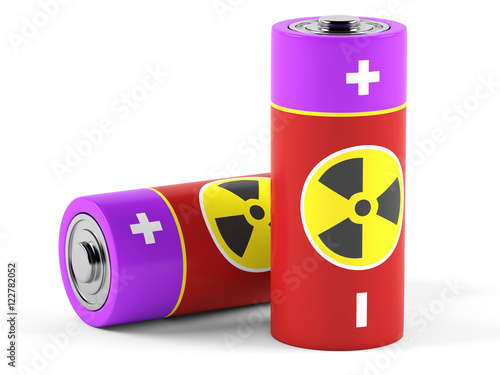 AA size batteries on white background. 3D rendering