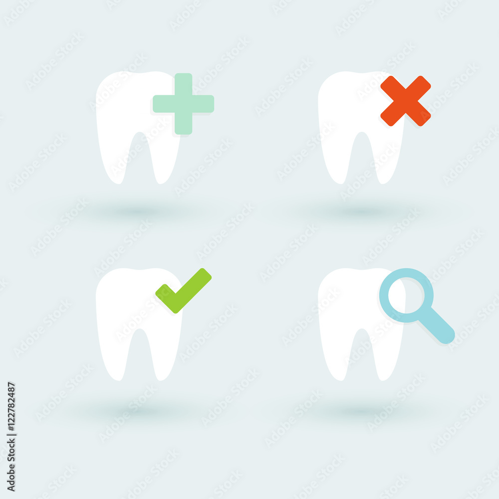 Fototapeta premium Set: flat dental icons