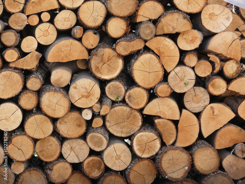 Closeup of a pile of wood