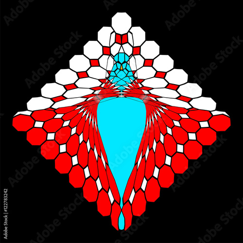 Fantastic imitation of stained glass holy spirit dove, red and blue colors