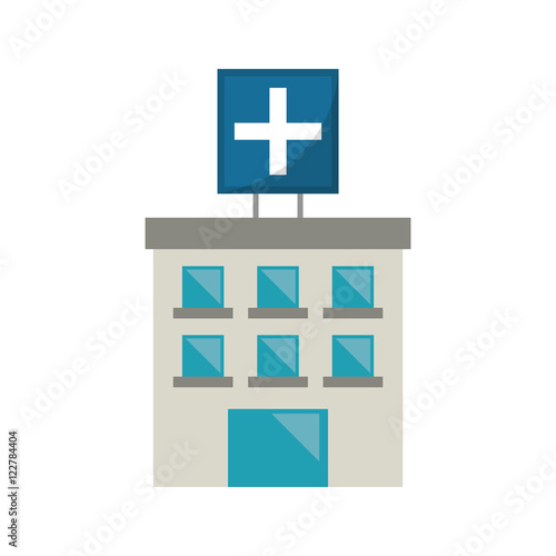 Hospital building icon. Medical and health care theme. Isolated design. Vector illustration