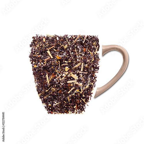 Cup of tea made from real black tea leaves