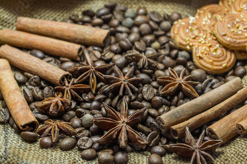 coffee beans and cinnamon