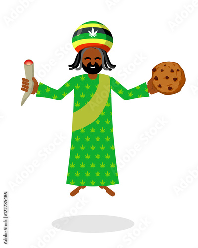 God ganja. idol Jah gives  rasta cookies and joint or spliff. Re