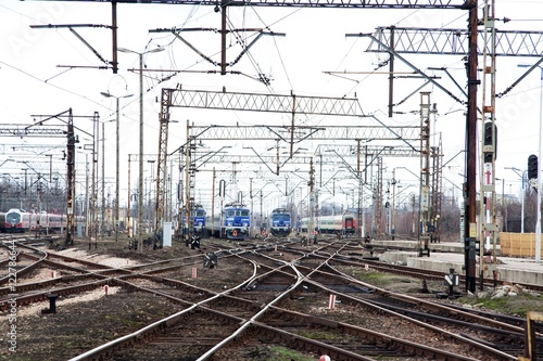 railway track and three locomotives