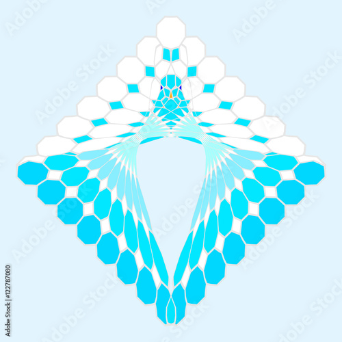Fantastic imitation of stained glass holy spirit dove, several blue colors