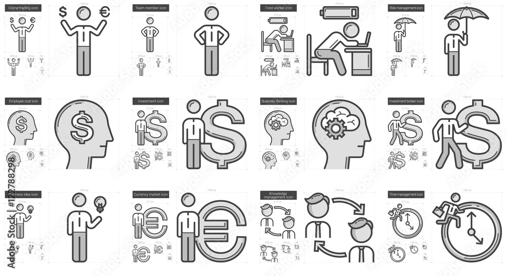 Business line icon set. Business line icon set.