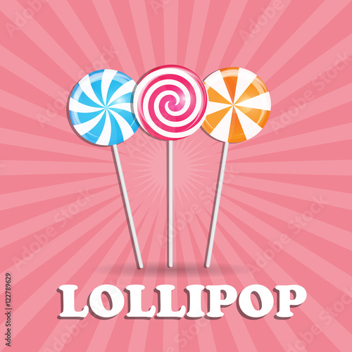 Realistic Sweet Lollipop Candy Background. Vector Illustration
