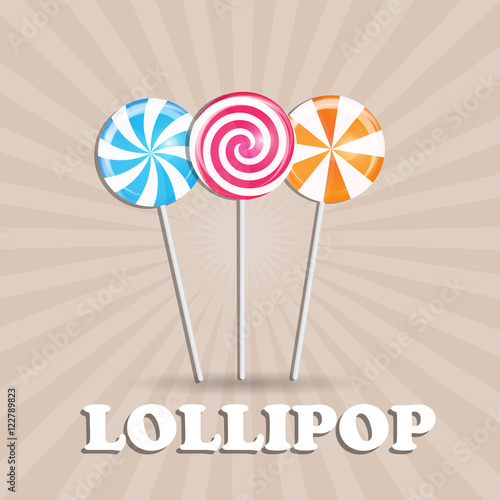 Realistic Sweet Lollipop Candy Background. Vector Illustration