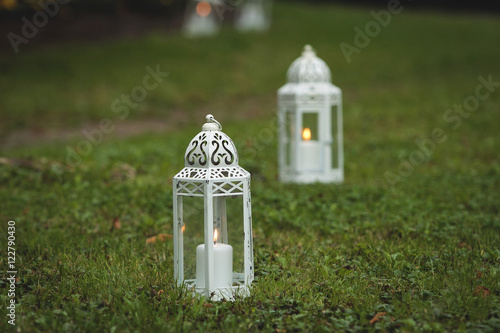 Wedding candles on the grass