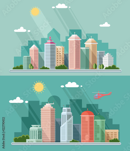landscape - summer cityscape illustration . city design, a metro