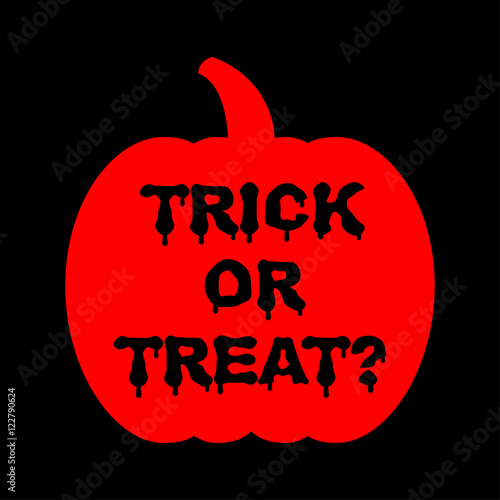 Icono plano Trick or Treat goteando en calabaza sobre fondo negro