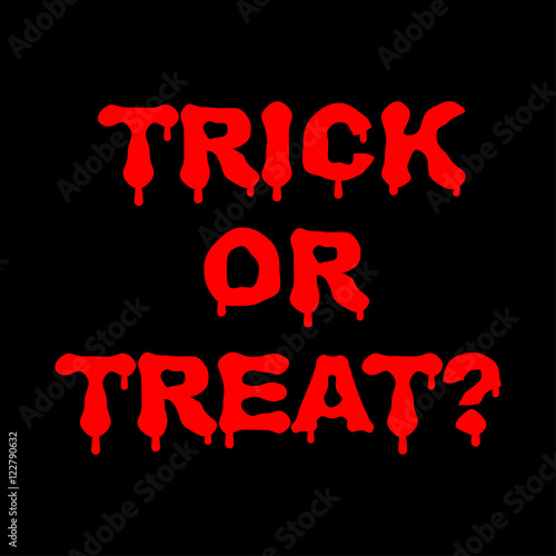 Icono plano TRICK OR TREAT goteando sobre fondo negro