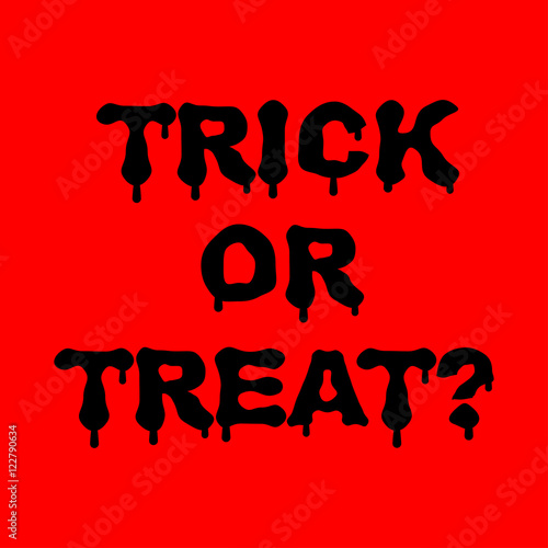 Icono plano TRICK OR TREAT goteando sobre fondo rojo