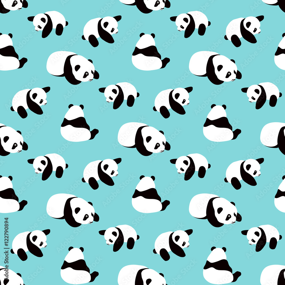 Obraz premium Tło wektor Miś Panda. Wzór z kreskówki panda.