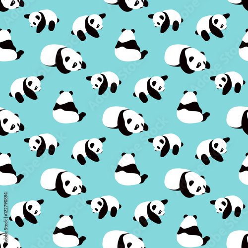 Fototapeta Naklejka Na Ścianę i Meble -  Panda bear vector background. Seamless pattern with cartoon panda.
