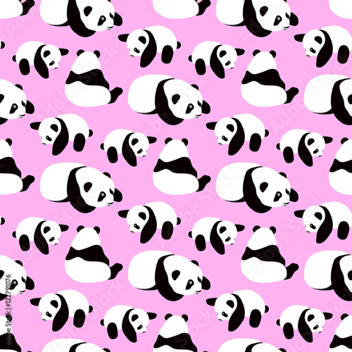 Fototapeta Naklejka Na Ścianę i Meble -  Panda bear vector background. Seamless pattern with cartoon panda.
