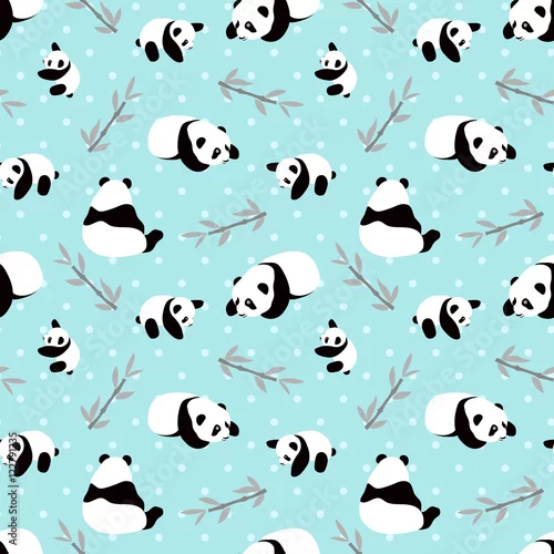 Tapeta Miś Panda tło wektor. Wzór z kreskówki panda.