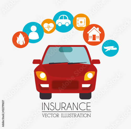 car vehicle security insurance icon set. colorful design. vector illustration